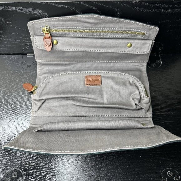 Madewell Folding Jewelry Travel Case Pouch Organizer Blue Green Tartan Plaid - Picture 3 of 7